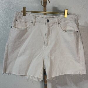 On 34th White High-Rise Denim Shorts Size 14 Raw Hem